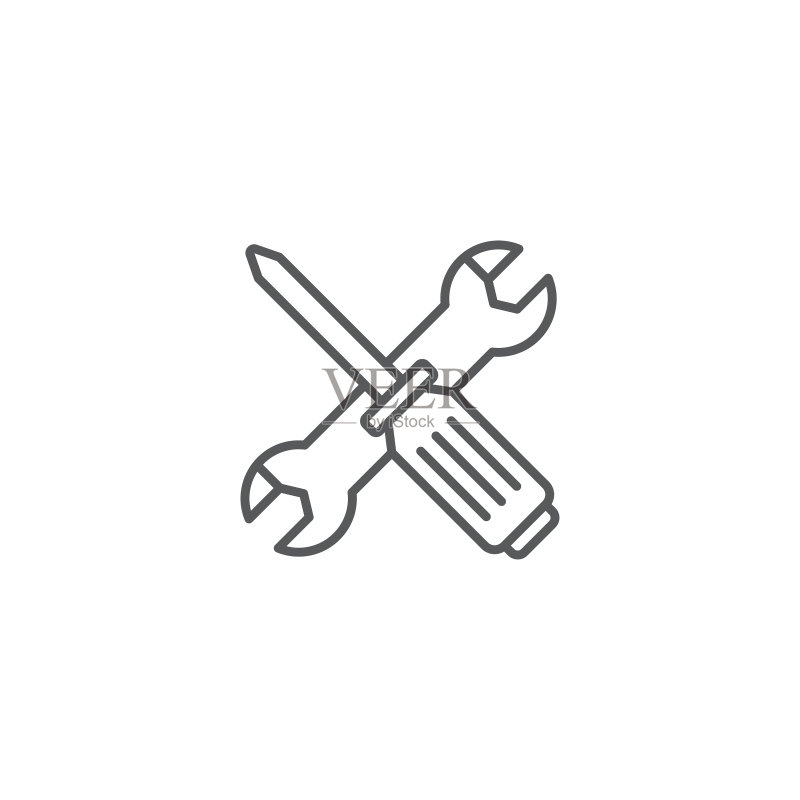 孤立的螺丝刀和扳手工具图标图标素材