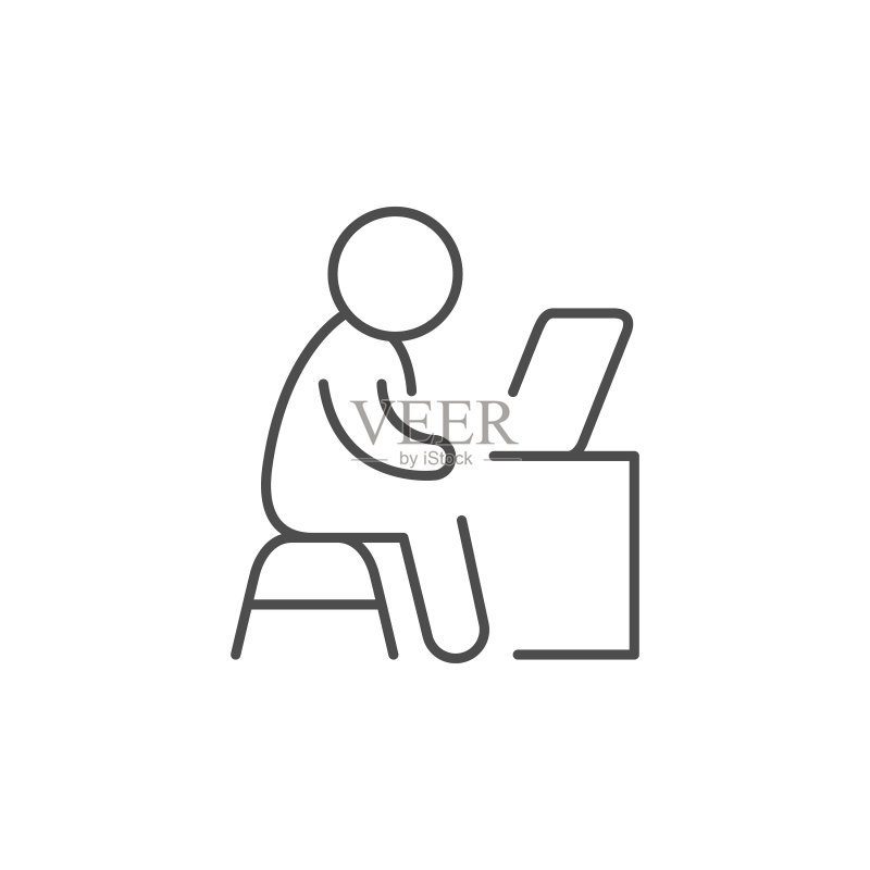 办公桌前的人线条图标图标素材