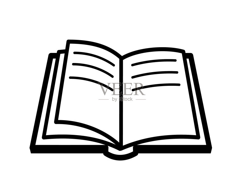 线条风格的打开的书本图标图标素材