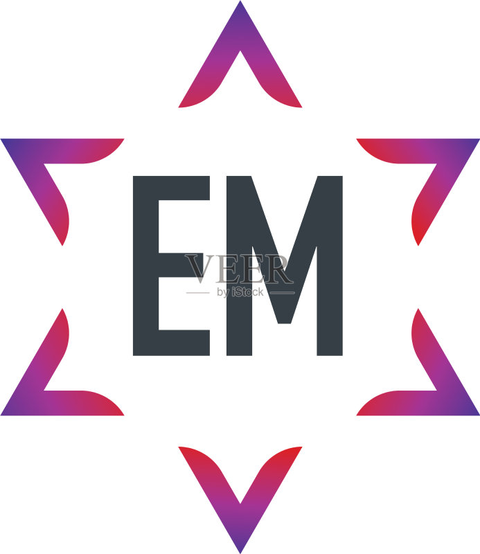EM字母大卫之星创意logo设计图标素材