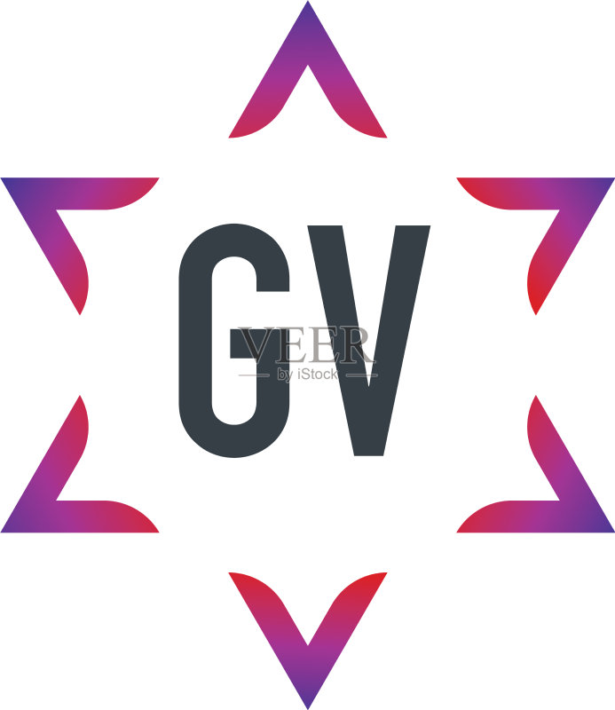 首字母GV大卫之星创意标志设计图标素材