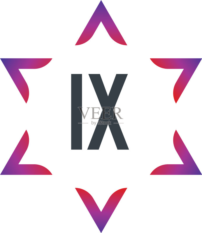 大卫之星IX首字母创意标志设计图标素材