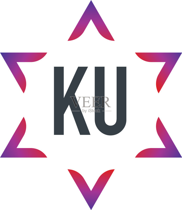 字母KU大卫之星创意logo设计图标素材