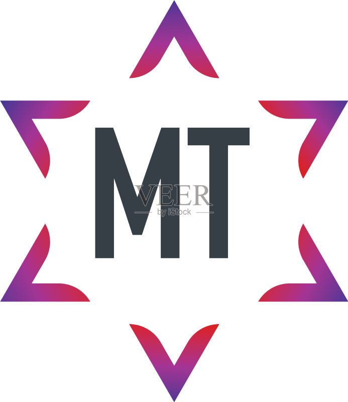 MT首字母大卫之星创意标志设计图标素材