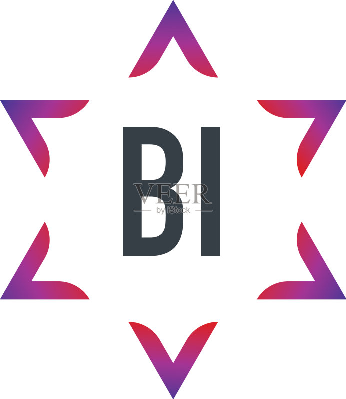 首字母BI大卫之星创意Logo设计图标素材