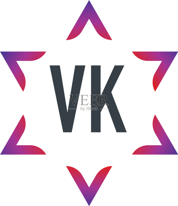 字母VK大卫之星创意Logo设计图标素材