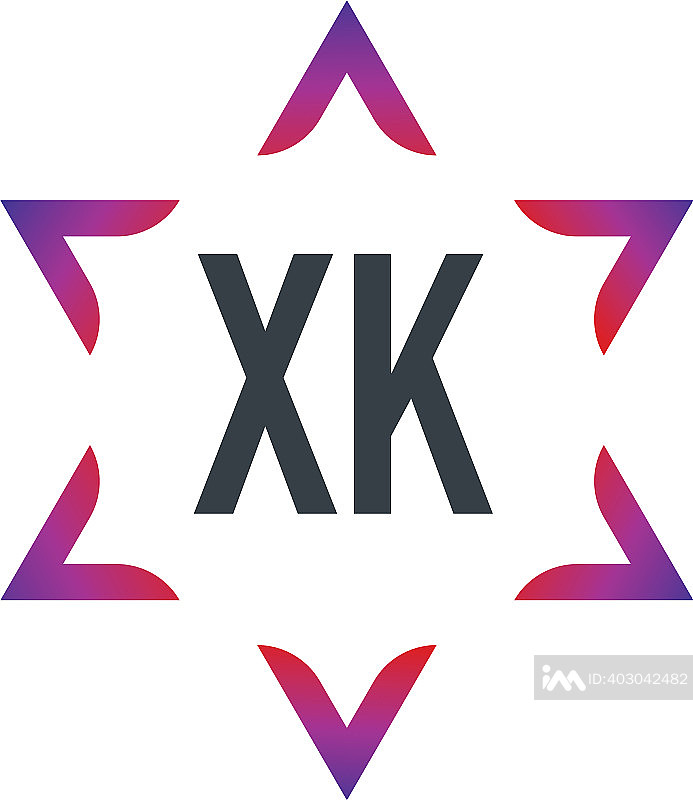 首字母XK大卫之星创意标志设计图标素材
