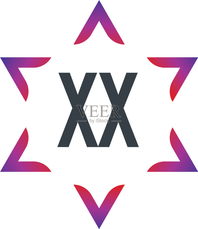 字母XX大卫之星创意Logo设计图标素材