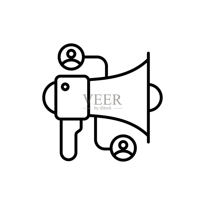 联盟营销矢量轮廓图标。EPS 10文件营销和广告符号图标素材