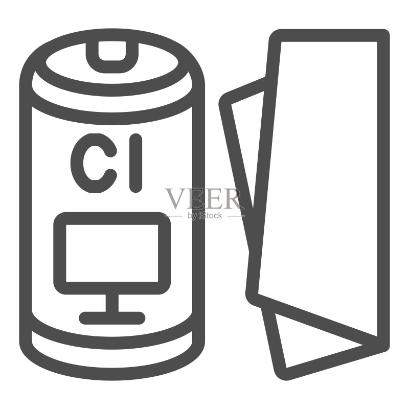 显示器清洁布线条图标,屏幕清洁布矢量图标图标素材
