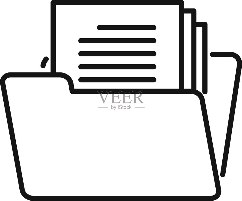 轮廓样式的打开的文件夹文档图标图标素材