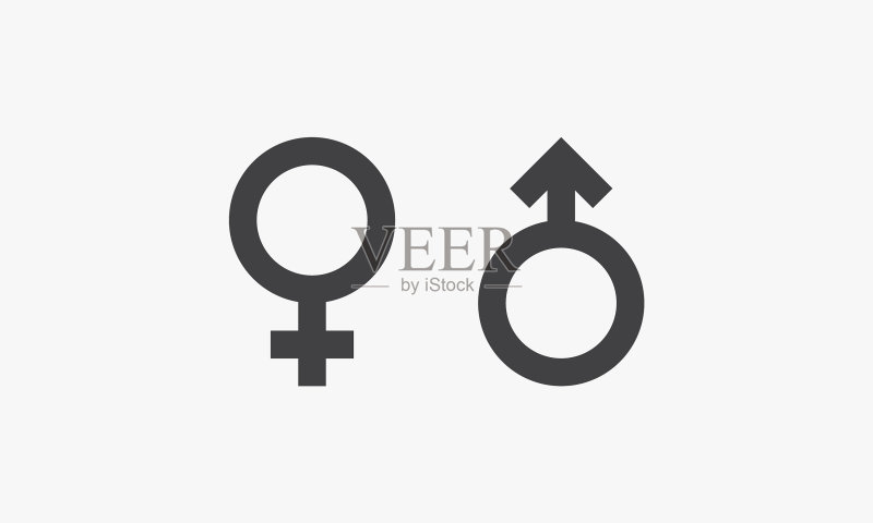白色背景上的男女创意图标图标素材