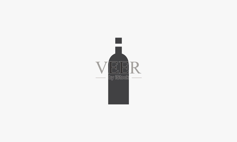 白色背景上的扁平葡萄酒瓶图标设计图标素材