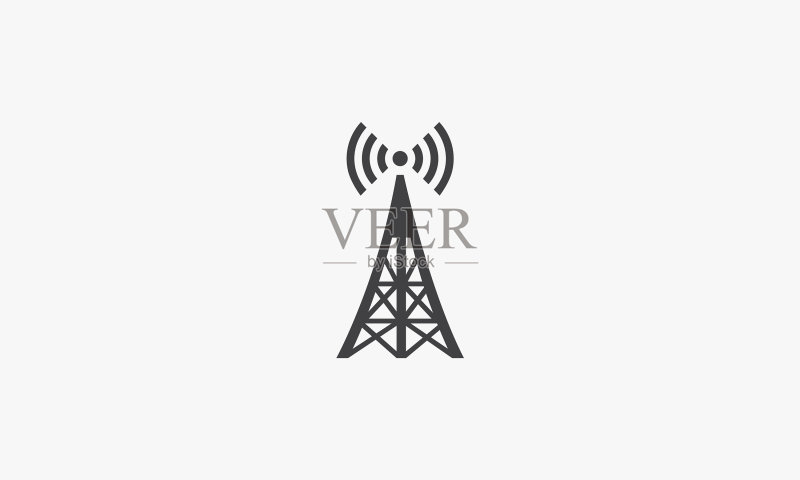 白色背景上的信号发射塔图标图标素材