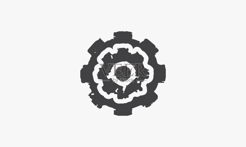 白色背景上的颜料齿轮创意图标图标素材