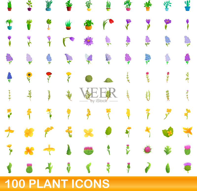 100个植物图标合集(卡通风格)图标素材