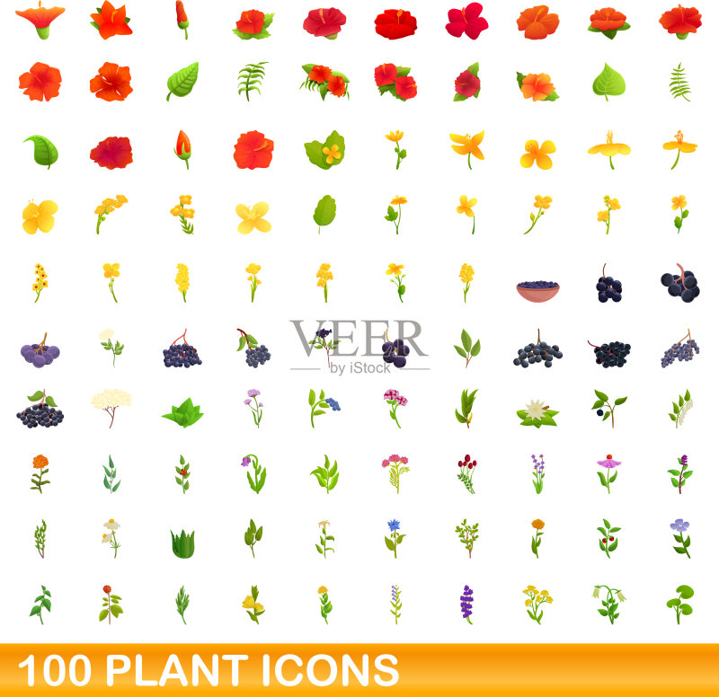 100个植物图标合集(卡通风格)图标素材