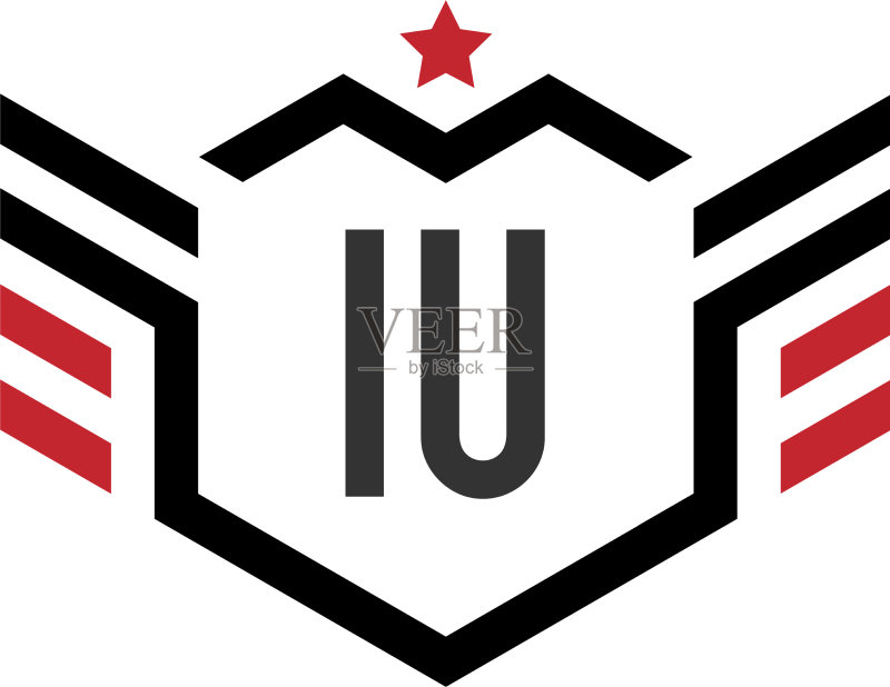 字母IU星星翅膀六边形创意图标素材