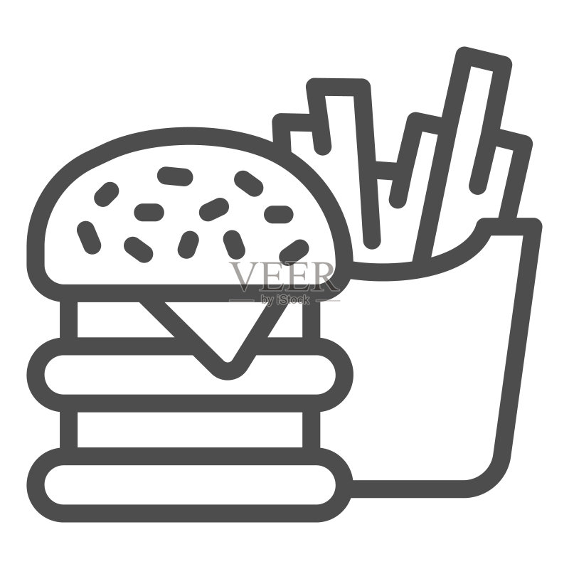 快餐食品线性图标图标素材