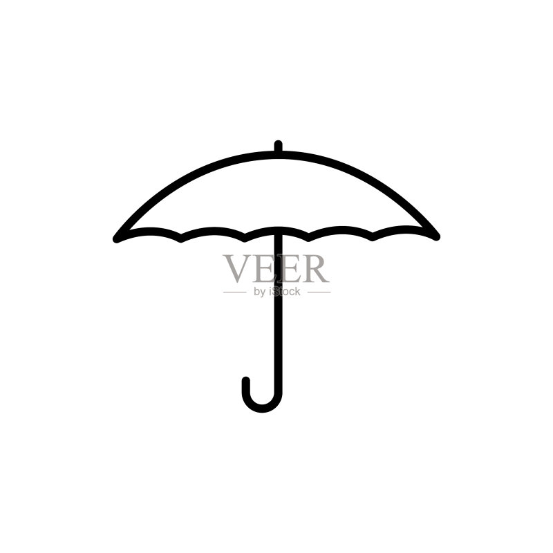 雨伞线条图标可编辑描边设计模板图标素材