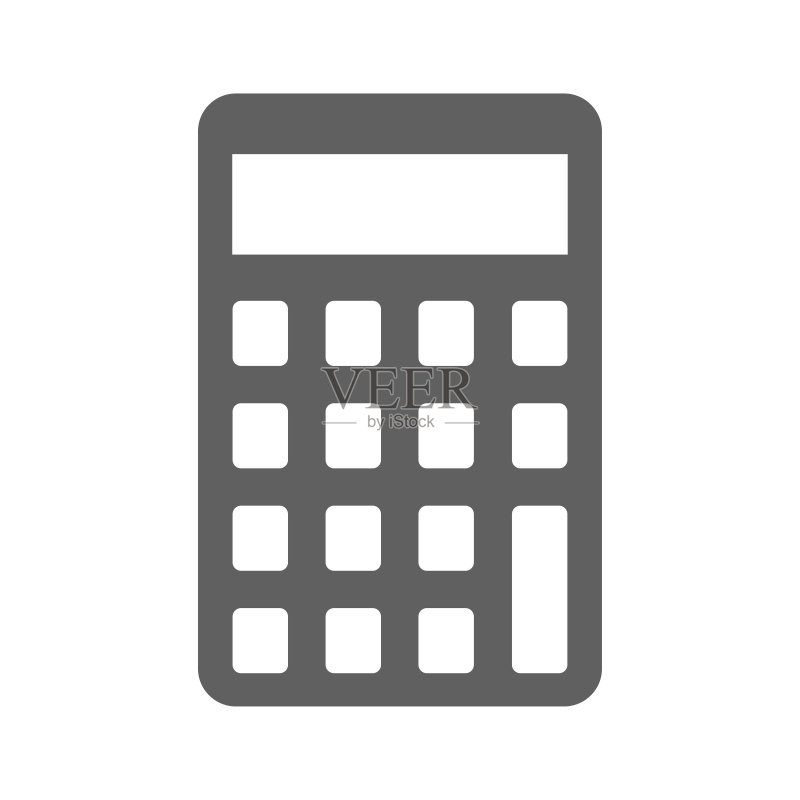 计算器,数学图标。灰色矢量图形。图标素材