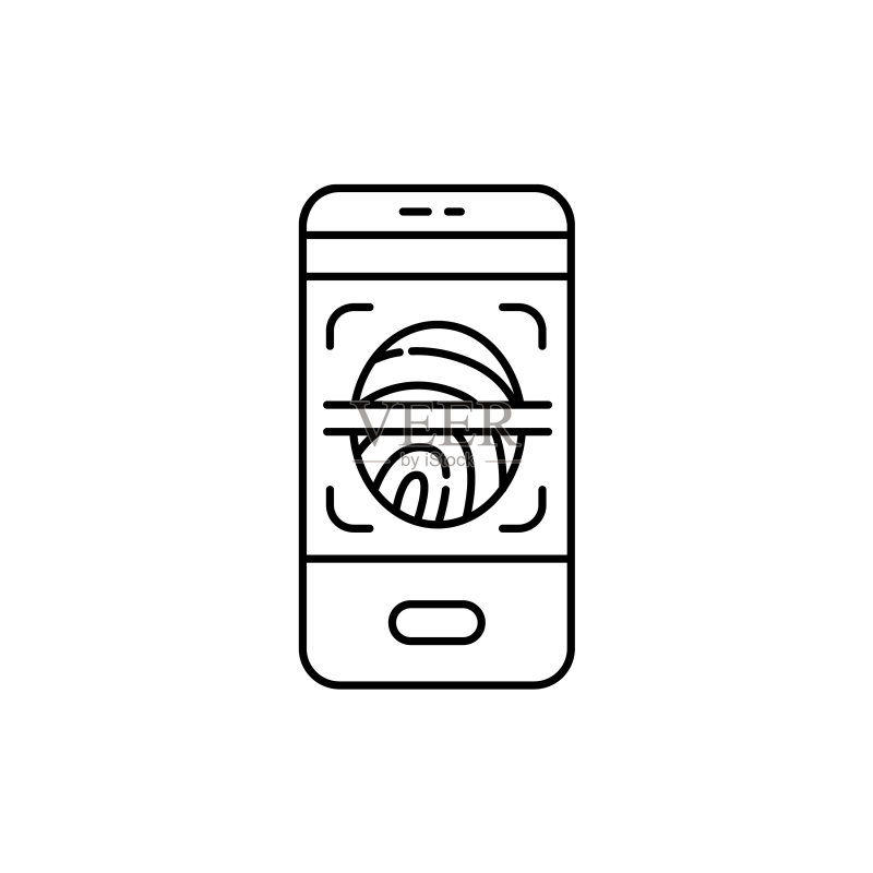 智能手机指纹扫描彩色线条图标图标素材