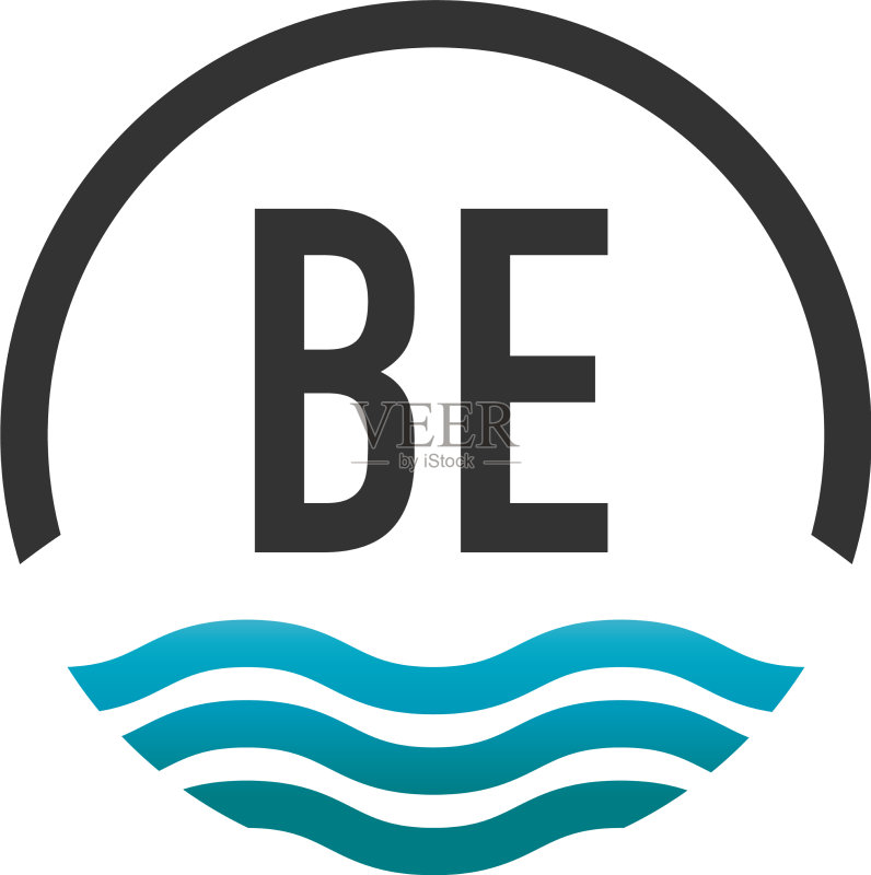 首字母BE创意海滩阳光Logo图标素材