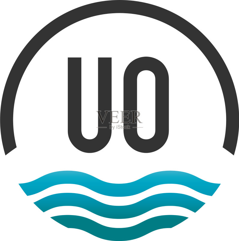 字母UO创意圆形海滩太阳标志图标素材