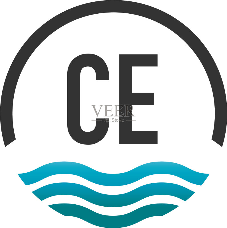 字母CE创意海滩太阳标志图标素材