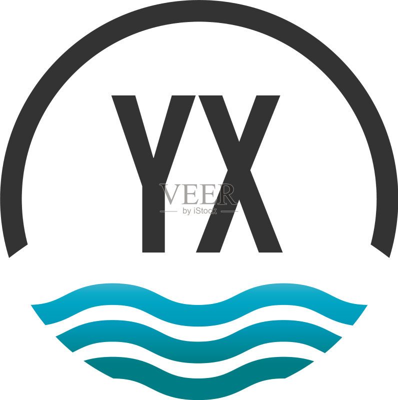 字母YX创意圆形海滩和阳光图标素材