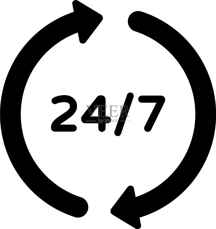 24/7全天候服务图标素材