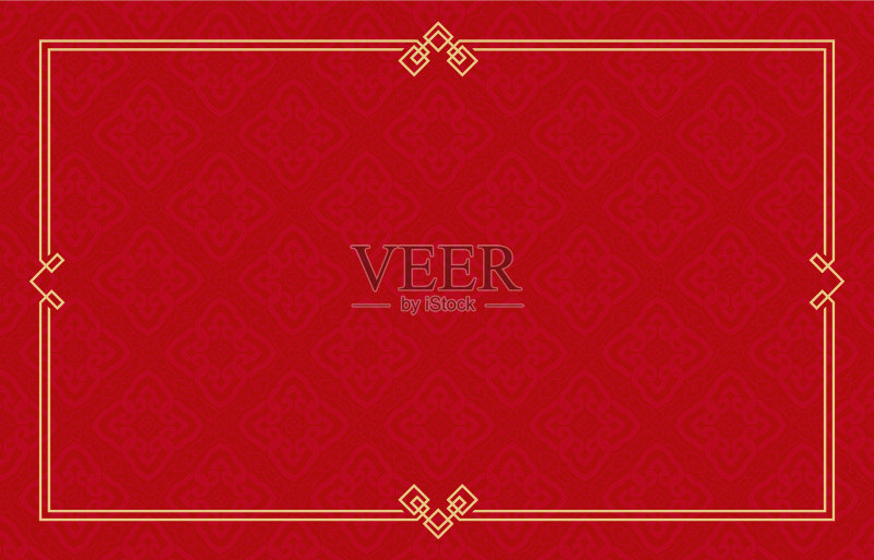 红色背景和金色边框正版插画素材
