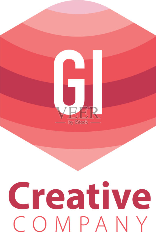 首字母GI彩色六边形标志图标素材