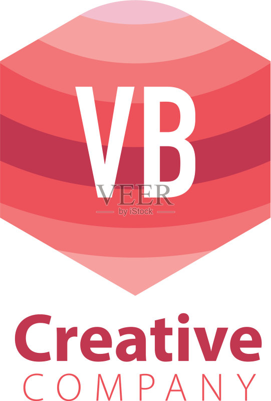 首字母VB彩色六边形标志图标素材