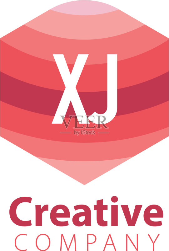 XJ字母彩色六边形标志图标素材