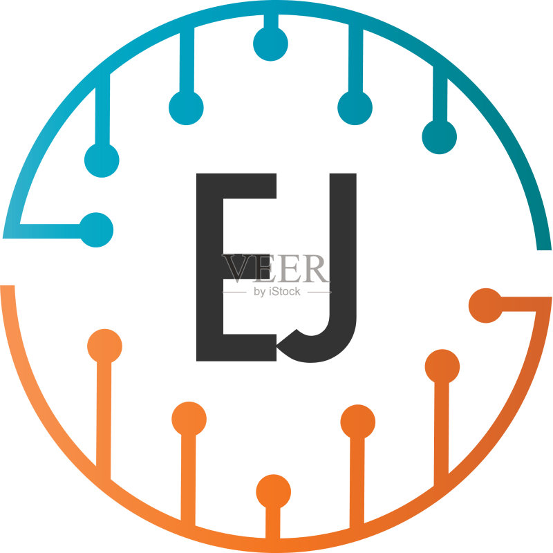 EJ字母未来科技标志模板图标素材