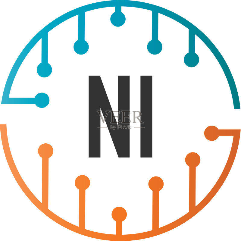 首字母NI未来科技Logo模板图标素材
