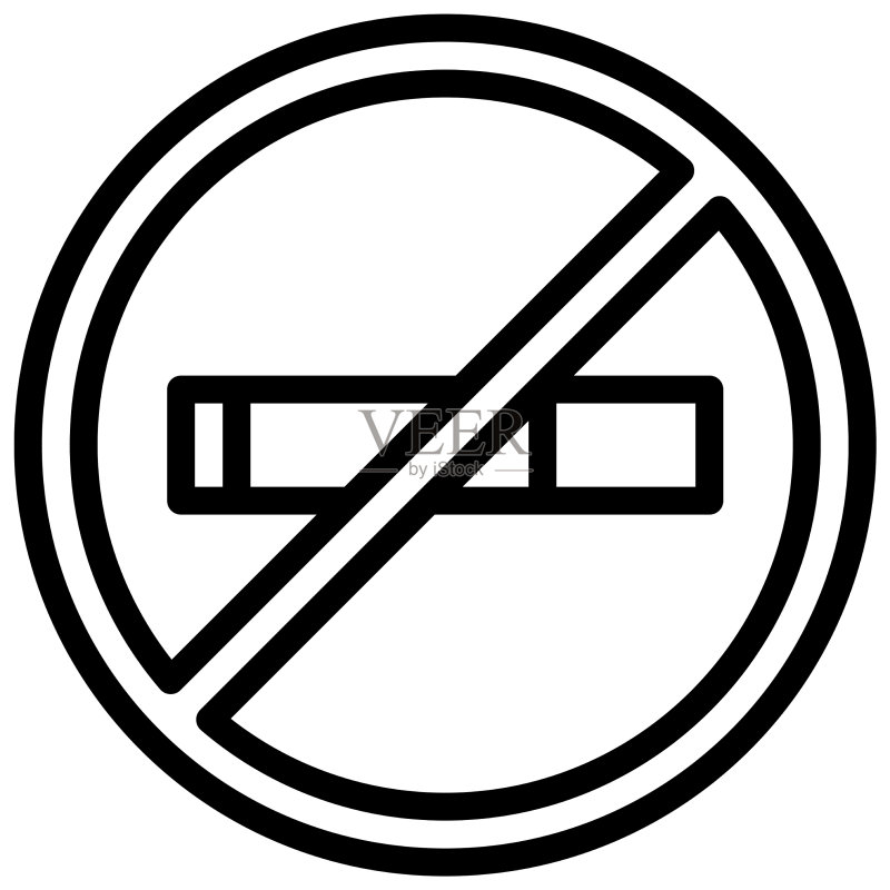 超市和购物中心的禁烟标志图标素材