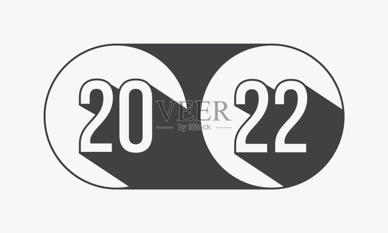 带阴影设计的2022,白色背景图标素材