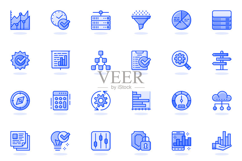 大数据分析Web扁平线性图标合集图标素材