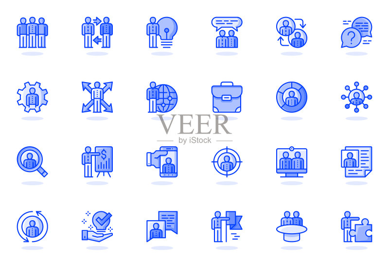 团队合作网页扁平线条图标合集图标素材