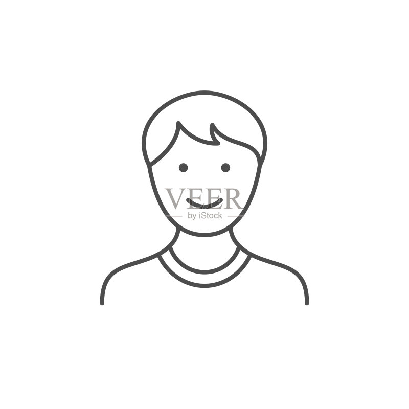 青少年男孩线条轮廓图标图标素材