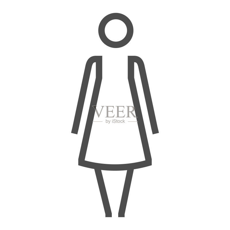 女性卫生间方形线条矢量图标图标素材