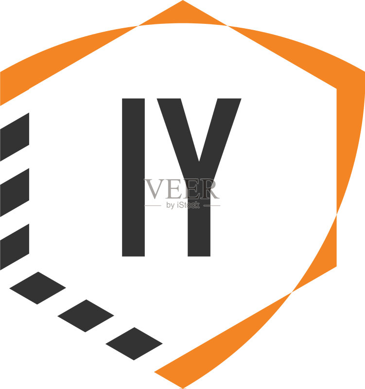 字母IY盾牌六边形标志模板图标素材