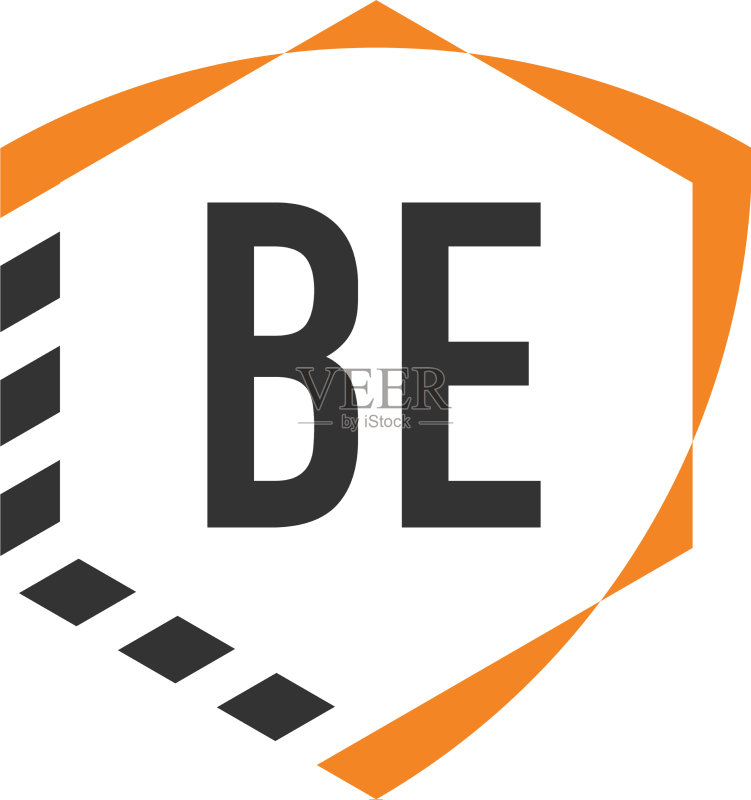 首字母BE盾牌六边形标志模板图标素材