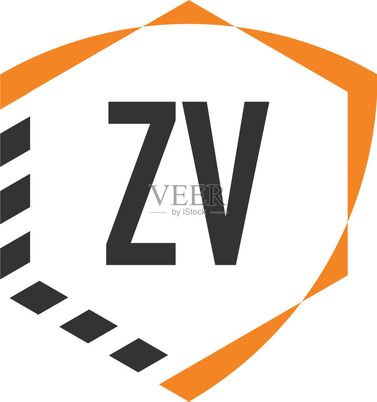 字母ZV盾牌六边形logo模板图标素材
