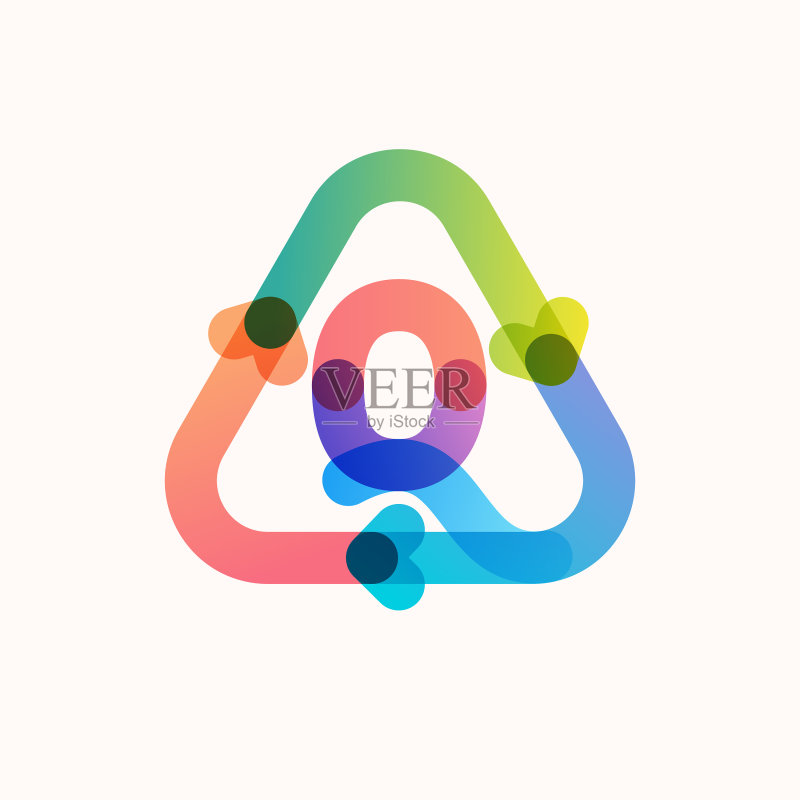 Q字母三角形线条标志图标素材
