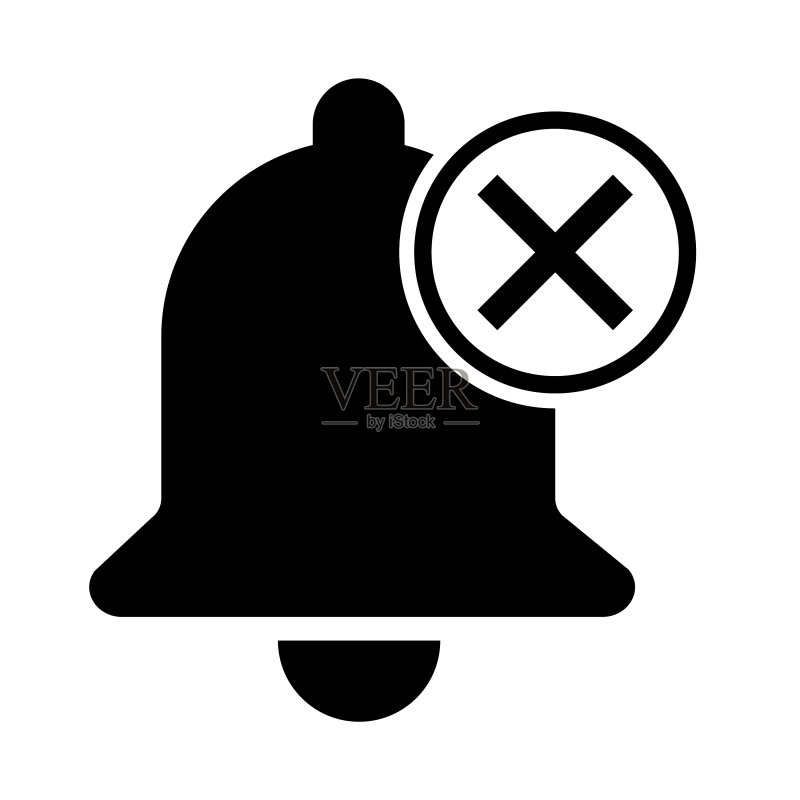 在白色背景上隔离的贝尔警报图标图标素材