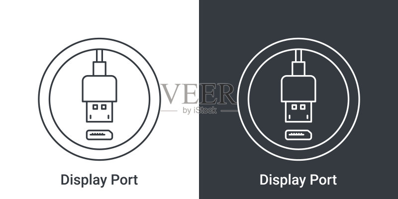 Displayport 图标,电脑接口标志,接口图标矢量概念图图标素材