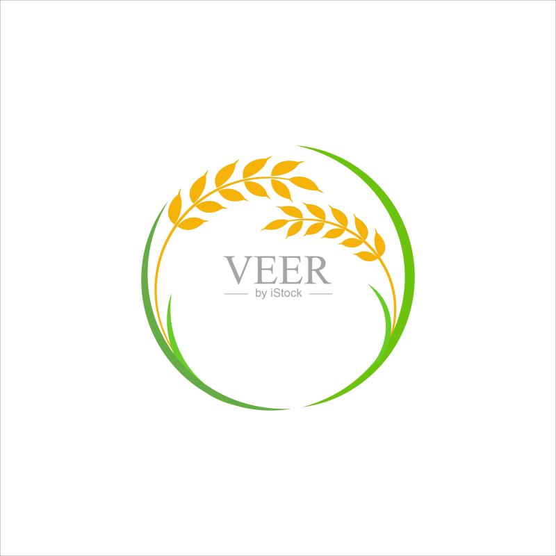 农业小麦水稻矢量图标设计图标素材